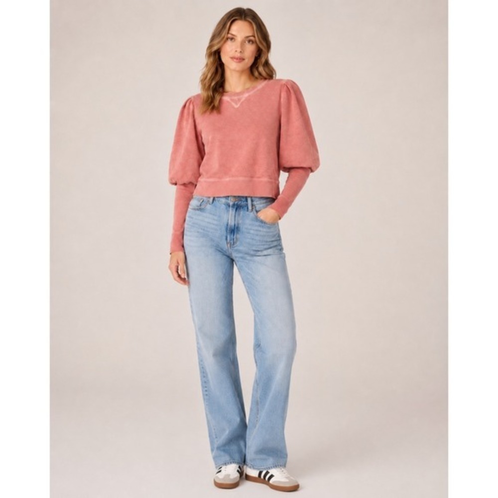 Veronica Beard Pima Cotton Analeigh Rosewood Crewneck Preppy Elevated Minimalist